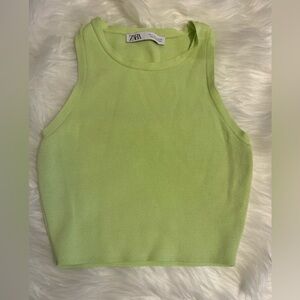 NWOT Zara Lime Green Crop Top